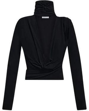 Area Crystal-Cluster Draped Open-Back Top - Blue