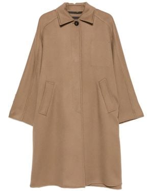 Max Mara Button-Fastening Coat - Natural
