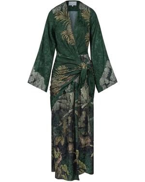 Johanna Ortiz New Ollantay Floral-Jacquard Midi Dress - Green