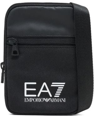 EA7 Logo-Print Shoulder Bag - Black