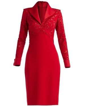 Tadashi Shoji Rovet Floral-Lace Midi Dress - Red
