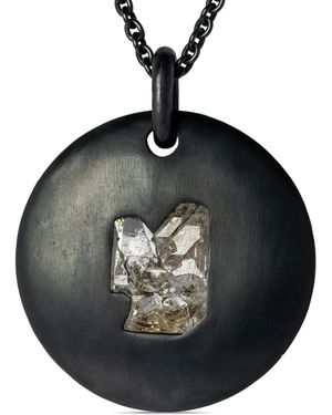 Parts Of 4 Oxidized Sterling Silver Quartz Pendant Necklace - Black