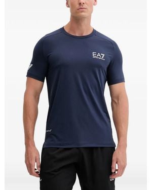 EA7 Logo-Print Short-Sleeve T-Shirt - Blue