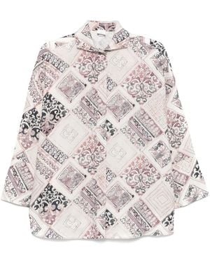 Eleventy Geometric-Print Shirt - White