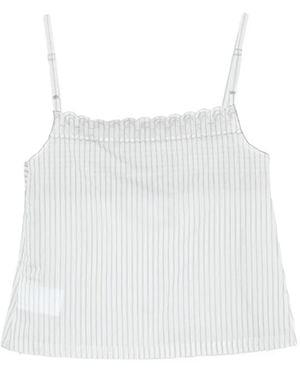 Low Classic Striped Lace Top - White