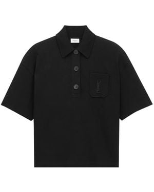 Saint Laurent Cassandre Piqué Polo Shirt - Black