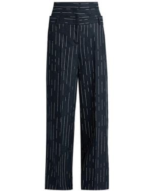 Erdem Stripe-Pattern Wide-Leg Trousers - Blue