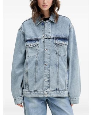 KARL LAGERFELD Acid-Wash Denim Jacket - Blue
