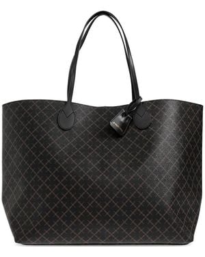 By Malene Birger Abi Monogram-Print Tote Bag - Black