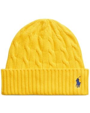 Polo Ralph Lauren Cable-Knit Ribbed Beanie - Yellow