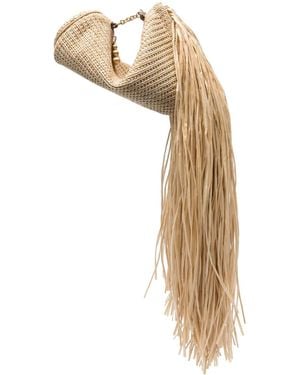 Cult Gaia Viera Raffia Clutch Bag - Natural