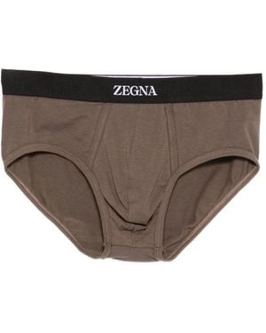 ZEGNA Slip Con Banda Logata - Marrone
