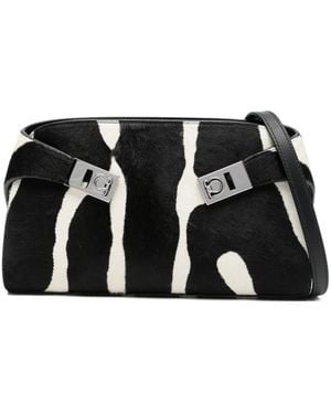 Ferragamo Bolso de mano Hug con motivo de cebra - Negro