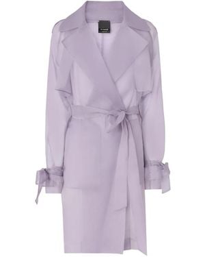 Pinko Tie-Detail Belted Coat - Purple