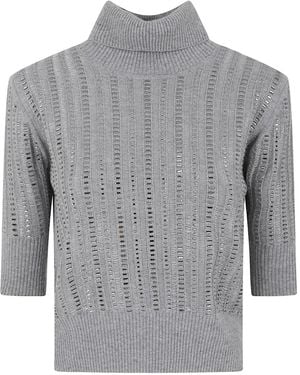 Ermanno Scervino Embellished Roll-Neck Jumper - Grey
