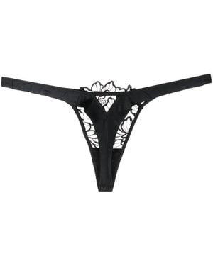 Fleur du Mal Whitney Embroidered Thong - Black