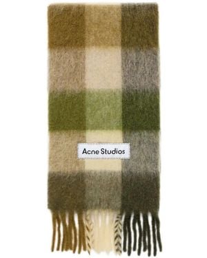 Acne Studios Mohair Check Scarf - Green