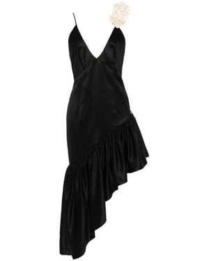 Sandro Laurine Ruffled V-Neck Midi Dress - Black