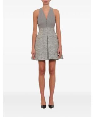 McQueen Cotton and Wool-Blend V-neck Dress - Grey