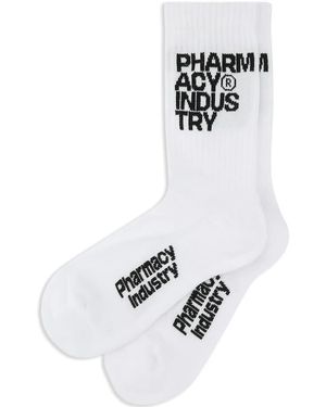 Pharmacy Industry Logo-Intarsia Socks - White