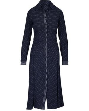 Veronica Beard Lex Polka-Dot Midi Shirt Dress - Blue