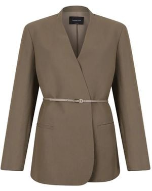 Fabiana Filippi Belted Wrap-Front Jacket - Grey