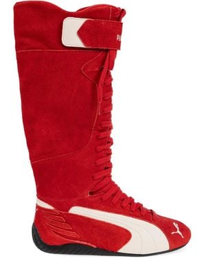PUMA Speedcat Lace-Up Knee-High Boots - Red