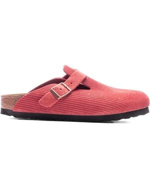 Birkenstock Boston "corduroy sienna red" suede mules - Pink