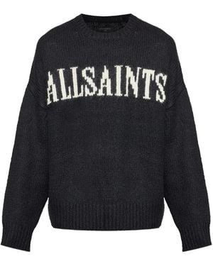 AllSaints Stokes Logo-Lettering Crew-Neck Jumper - Blue