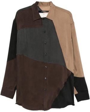 Song For The Mute Patchwork Button-Fastening Shirt - Black