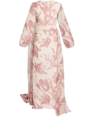 Erdem Floral-Print Silk Gown - Pink