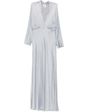 forte_forte V-Neck Silk Satin Maxi Dress - White
