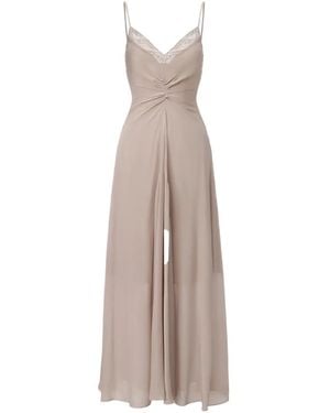 Elwood Lace-Trim Gathered-Waist Flared Maxi Dress - Natural