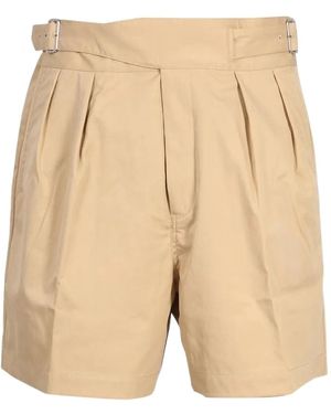 KENZO Belted Pleated Shorts - Natural