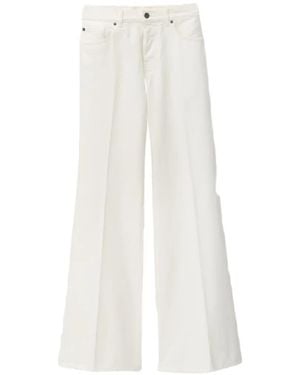 Ba&sh Jeans Badou A Gamba Ampia Con Pieghe - Bianco