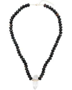 JIA JIA 14Kt Tiger Eye And Quartz Beaded Necklace - Metallic