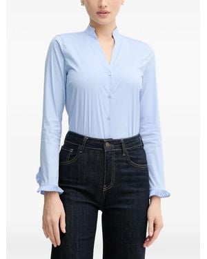 Mos Mosh Ruffled V-Neck Shirt - Blue