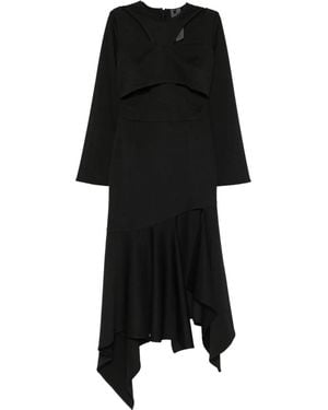 RHIZOME Evelyn Cut-Out Asymmetric Midi Dress - Black