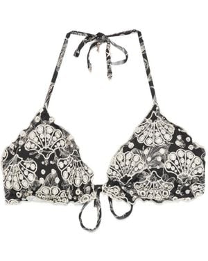 Twinset Toile De Jouy Broderie Anglaise Bikini Top - White