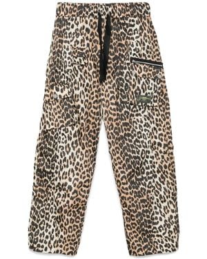 Ganni Duchesse Nylon Cargo Trousers - Brown