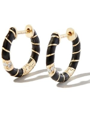 Yvonne Léon 9Kt Enamel Diamond Hoop Earrings - Metallic