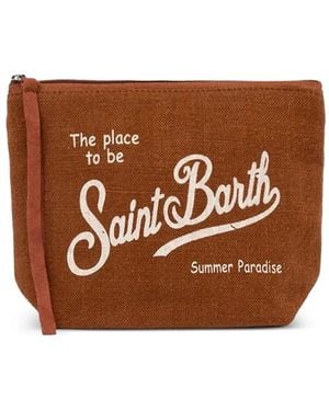MC2 Saint Barth Aline Clutch Mit Logo - Braun