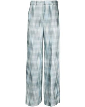 Giorgio Armani Prince Of Wales Silk Pants - Blue
