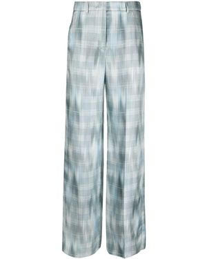 Giorgio Armani Prince Of Wales Silk Trousers - Blue