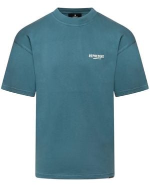 Represent Owners' Club Logo-Print T-Shirt - Blue