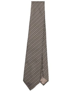 Emporio Armani Patterned-Jacquard Silk Tie - White