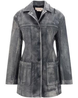 Marni Leather Jacket - Grey