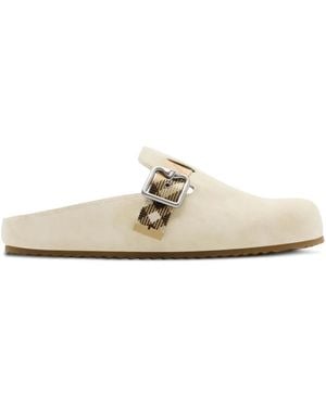 Burberry Suede Urchin Clogs - White