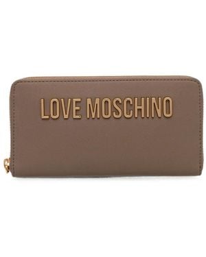 Love Moschino Portefeuille Zippé À Plaque Logo - Brown