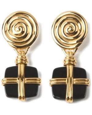 Rejina Pyo Squiggle Plated With Onyx Earrings - Metallic